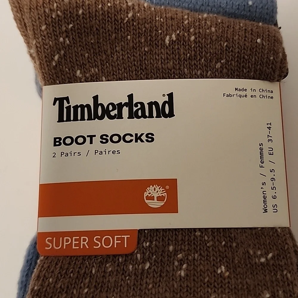 Timberland Women's Brown and Blue Boot Socks Super Soft Brand New